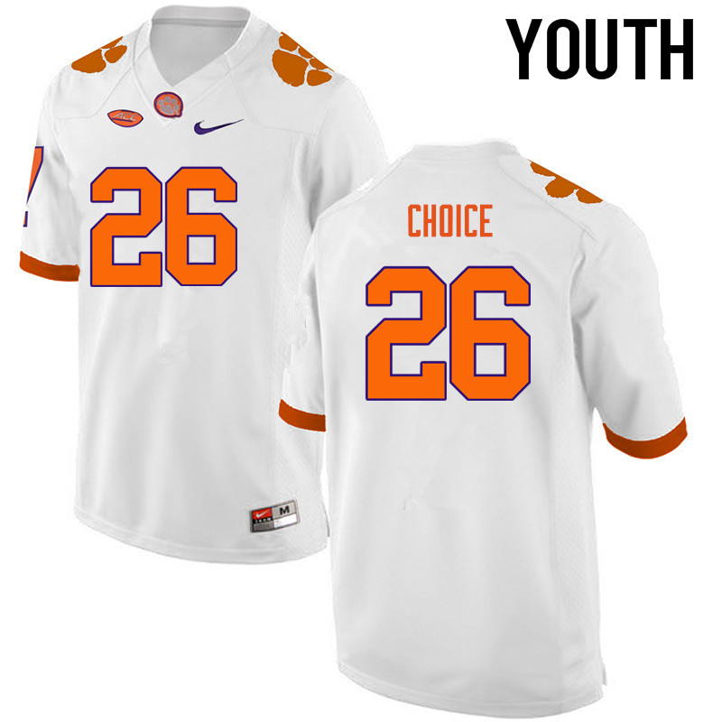 Youth Clemson Tigers #26 Adam Choice College Football Jerseys-White - Click Image to Close